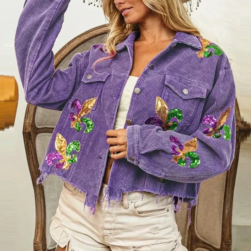 Royal Fleur Cropped Corduroy Jacket
