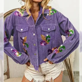 Royal Fleur Cropped Corduroy Jacket