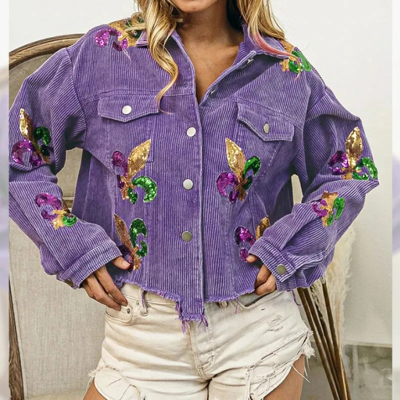Royal Fleur Cropped Corduroy Jacket