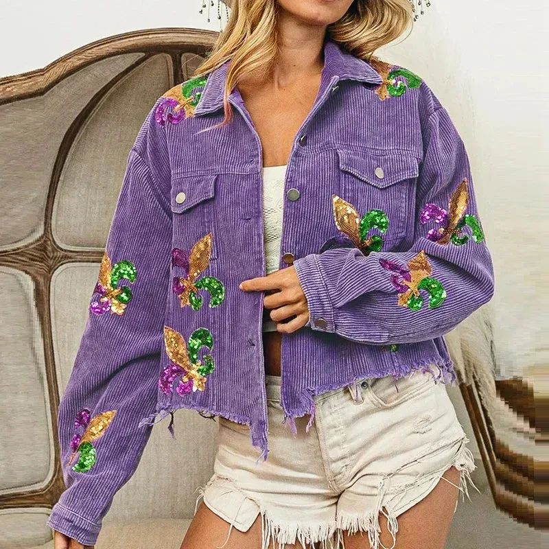 Royal Fleur Cropped Corduroy Jacket