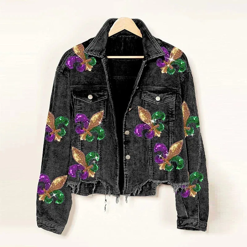 Royal Fleur Cropped Corduroy Jacket