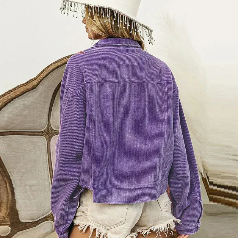 Royal Fleur Cropped Corduroy Jacket