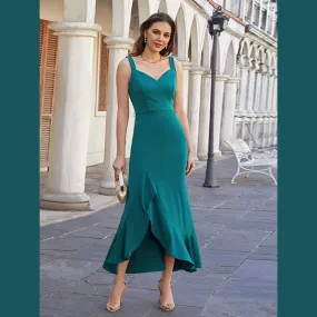 Ruffled Sweetheart Neck Fishtail Cami Dress