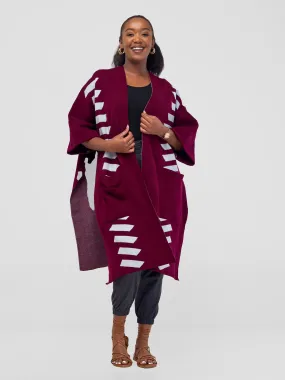 Safari Dila Poncho - Raspberry / Light Grey