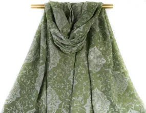 Sage Royal Paisley Pashmina Scarf Bohemian Shawl