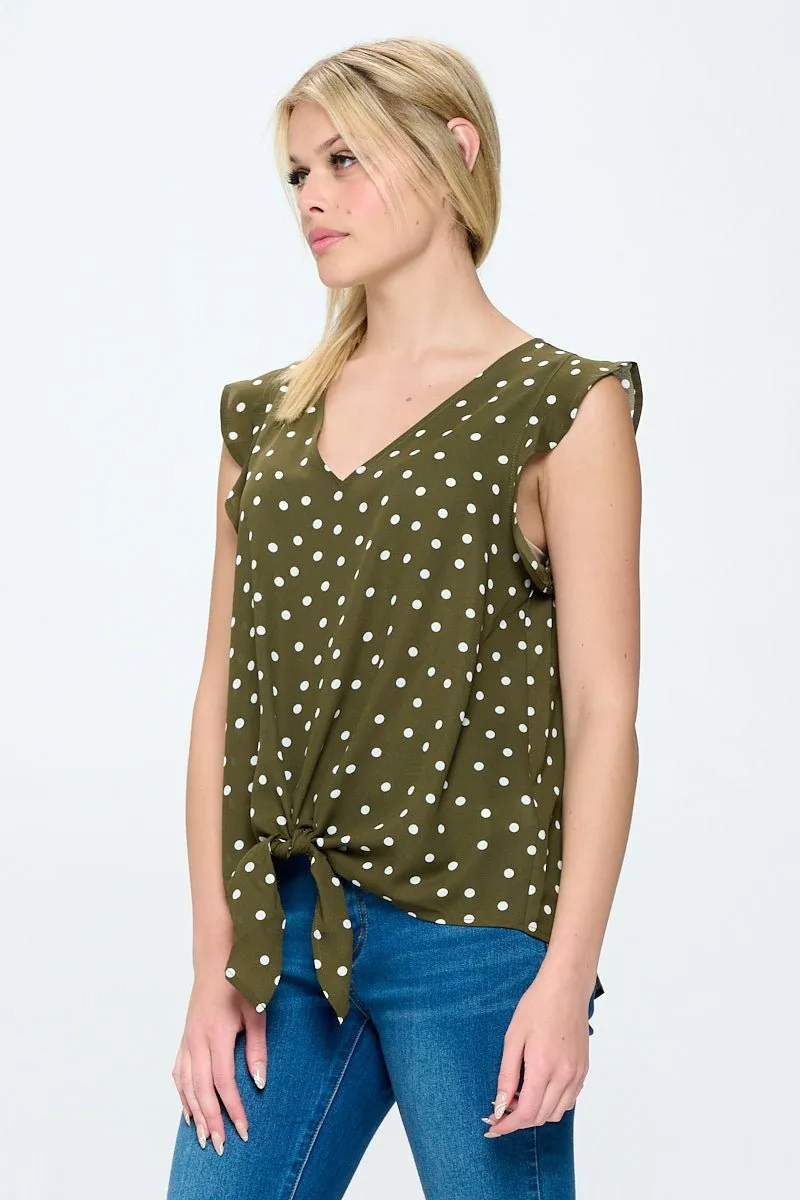 Samantha Tie Front Ruffle Top