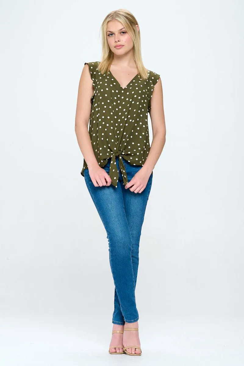 Samantha Tie Front Ruffle Top