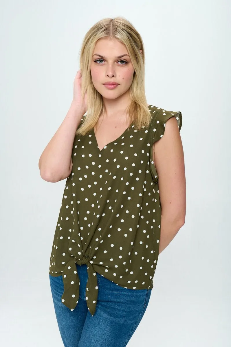 Samantha Tie Front Ruffle Top