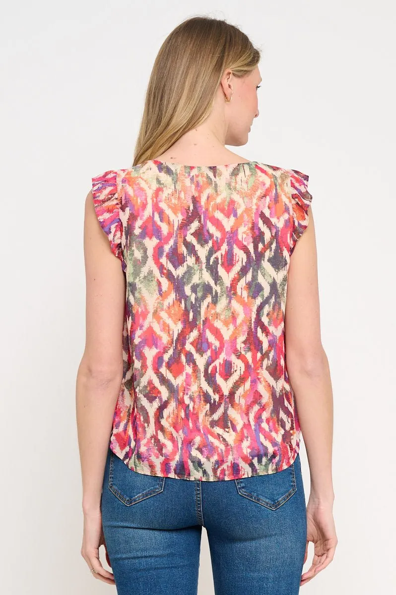 Samantha Tie Front Ruffle Top