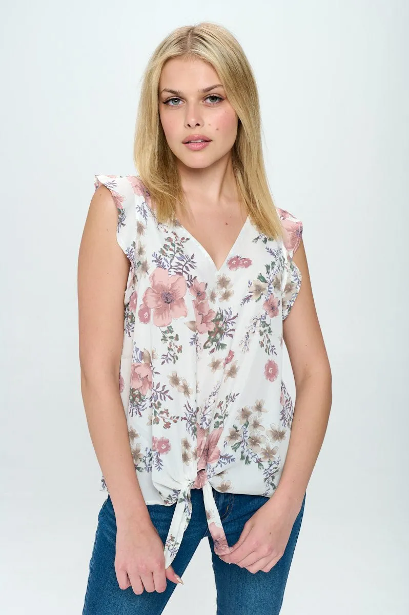 Samantha Tie Front Ruffle Top