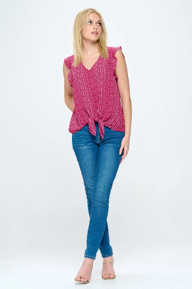Samantha Tie Front Ruffle Top