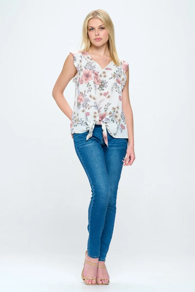 Samantha Tie Front Ruffle Top