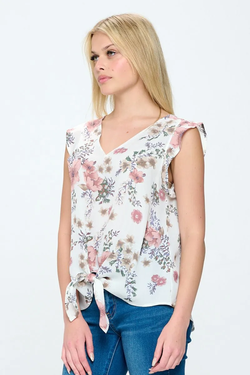 Samantha Tie Front Ruffle Top