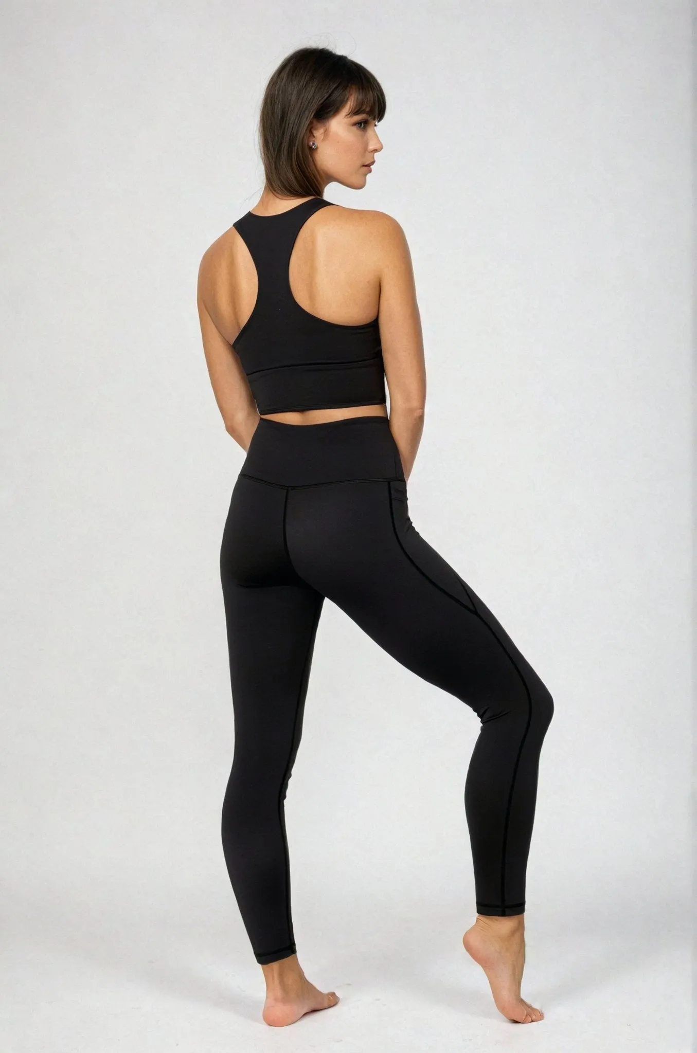 Sculpting High Waisted Full Length Pocket Legging Black