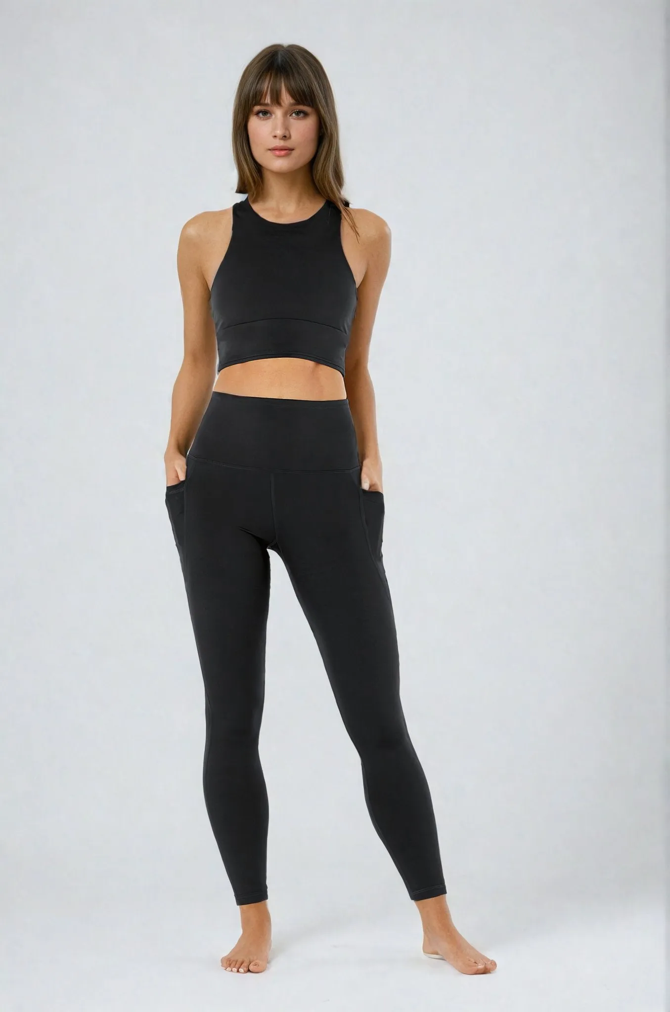 Sculpting High Waisted Full Length Pocket Legging Black