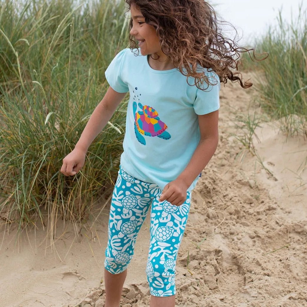 Sea turtle cropped leggings: Size 18-24M/2Y