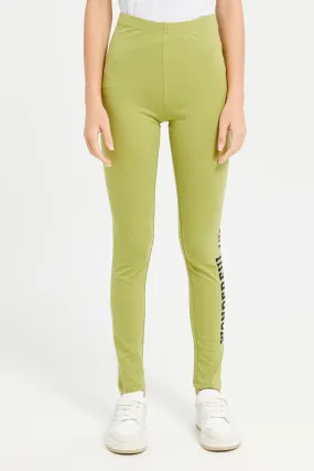 Senior Girls Green Basic Leggings