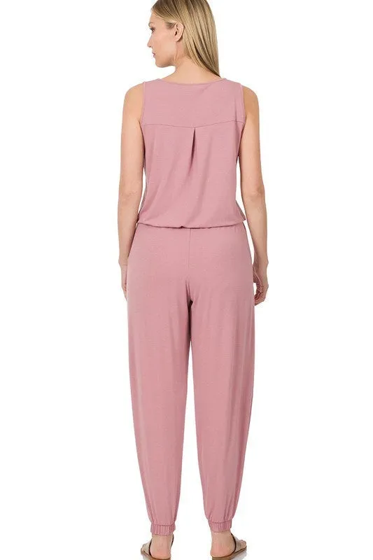 Sleeveless Jogger Jumpsuit