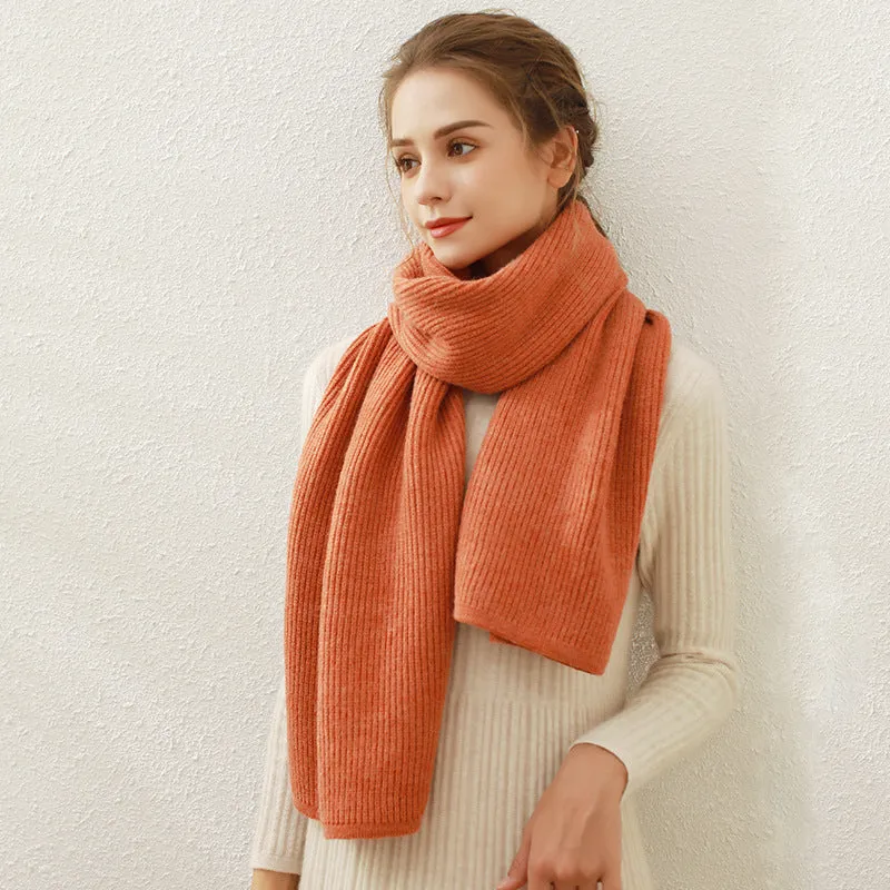 Solid Color Ribbed Knitted Autumn Winter Manufacturer Red Annual Meeting Scarf