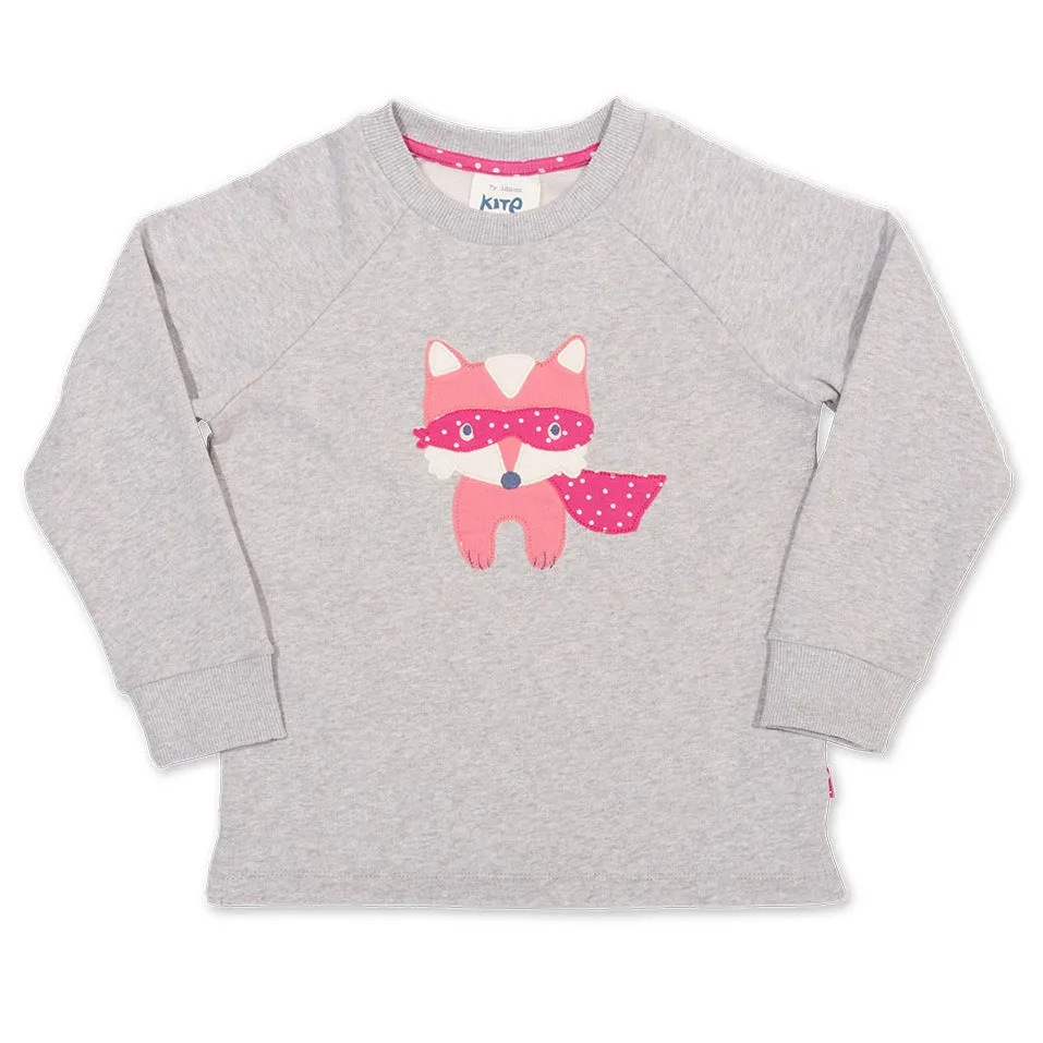 Super fox appliqué sweatshirt: Size 6Y