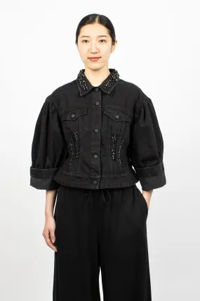 Turbo Embellished Sculpted Denim Jacket Black/Jet