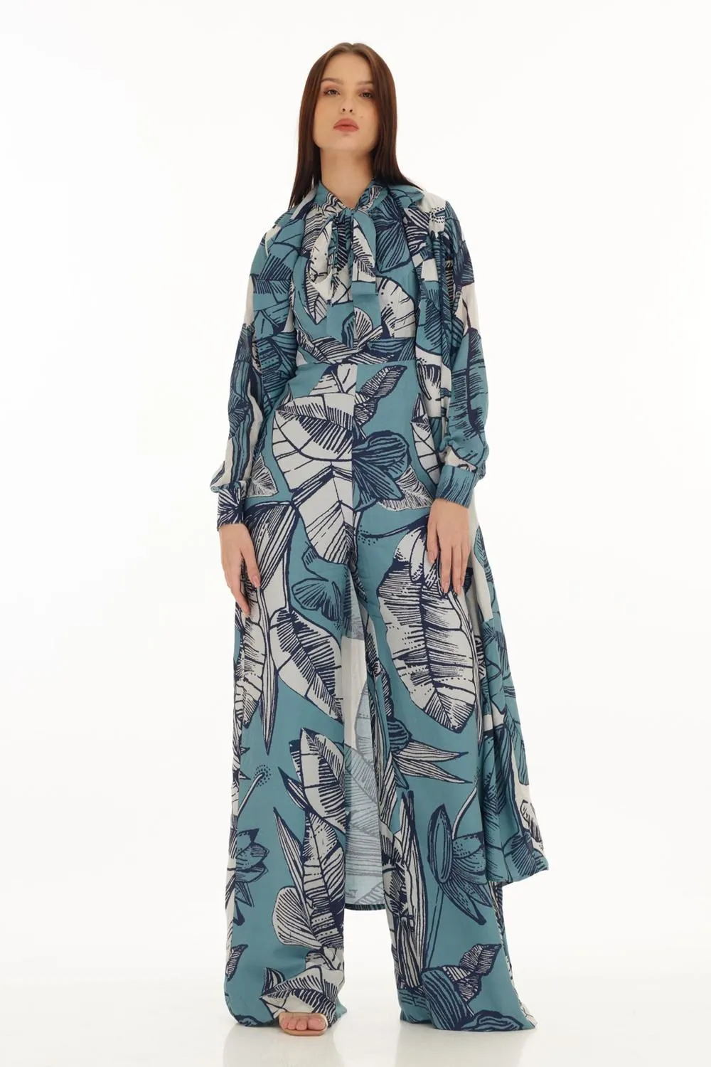 White & Blue Floral Cape
