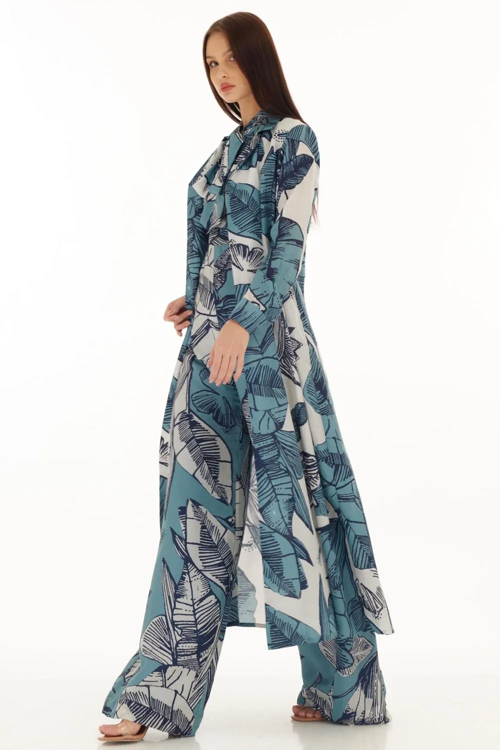 White & Blue Floral Cape