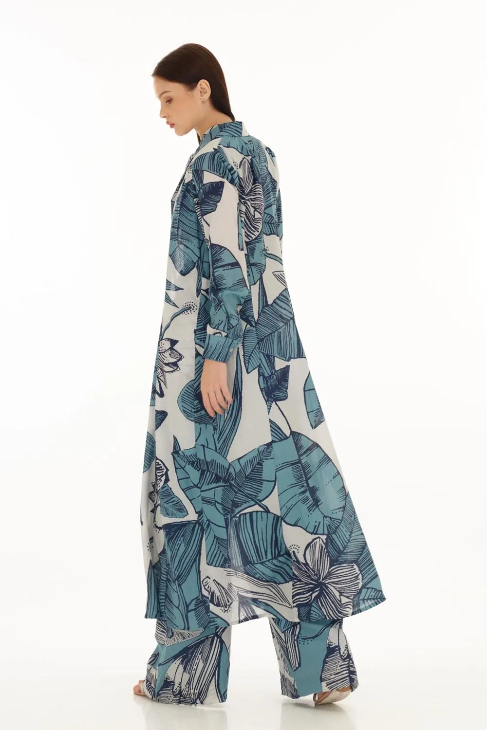White & Blue Floral Cape