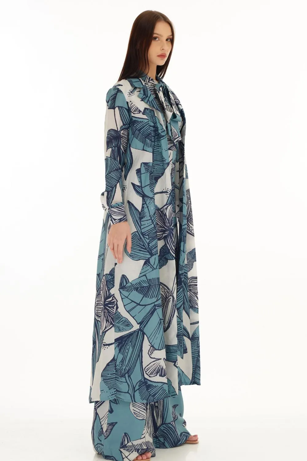White & Blue Floral Cape
