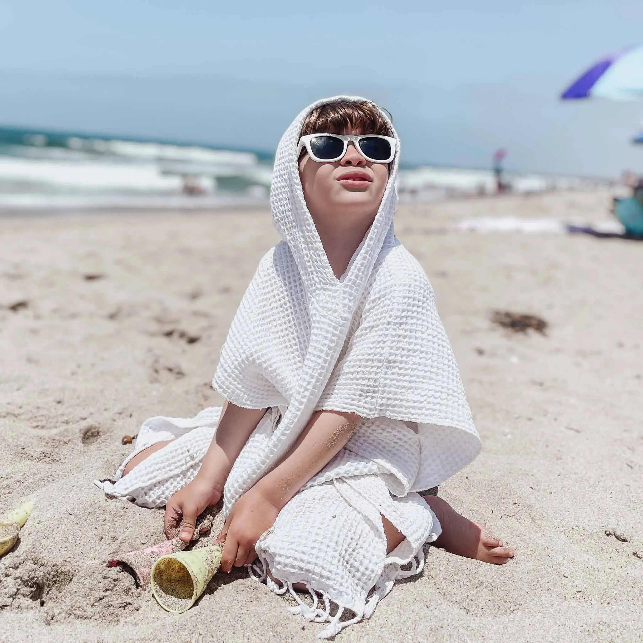 White Waffle Poncho