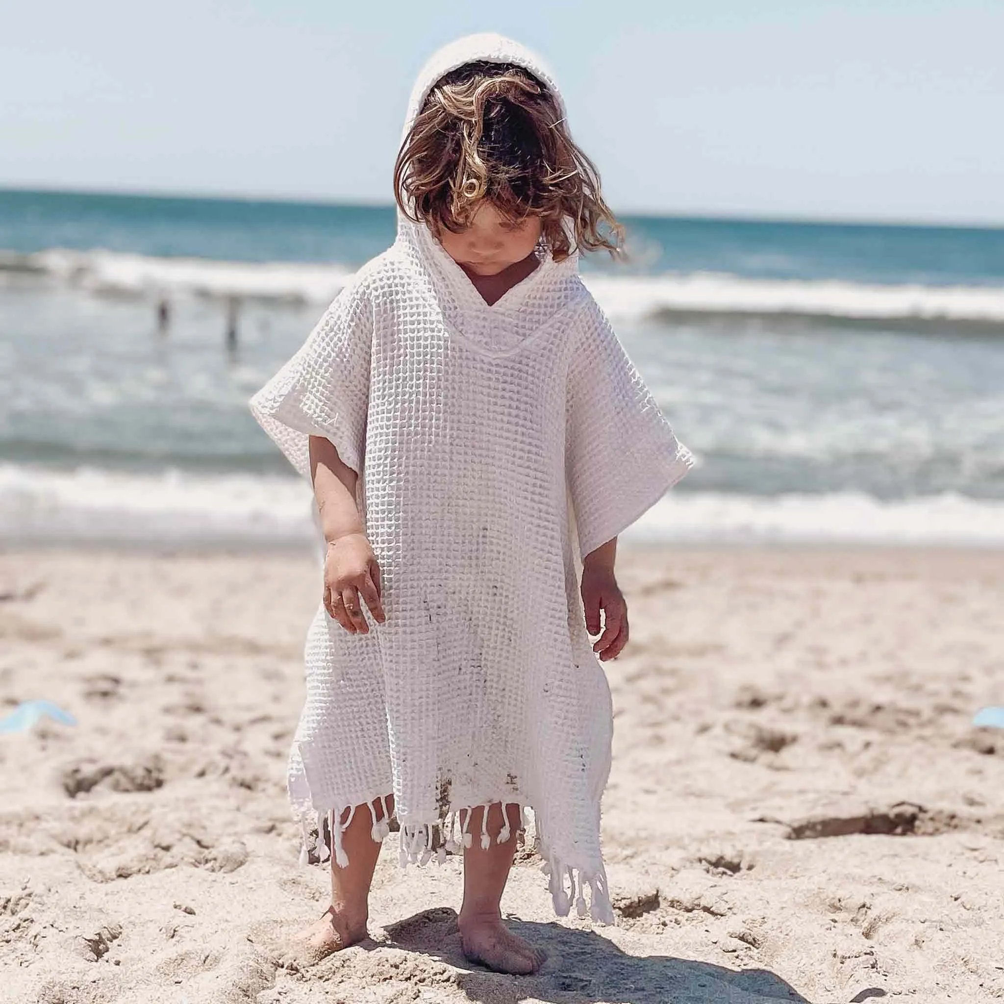 White Waffle Poncho